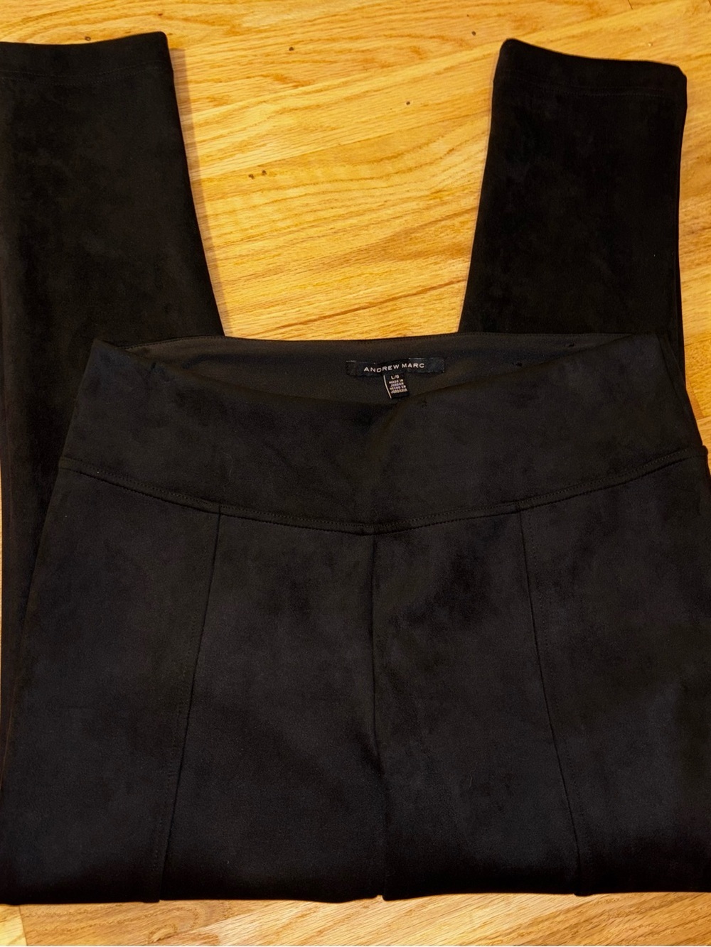 Andrew Marc Black Faux Suede Pull-On Pants
